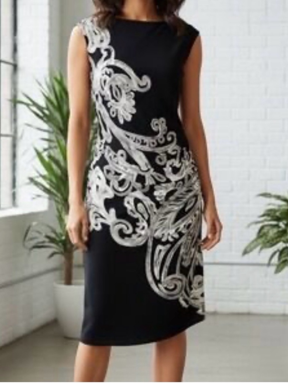 LAUREN RALPH LAUREN black Round Neck Sleeveless Dress Women Size 2